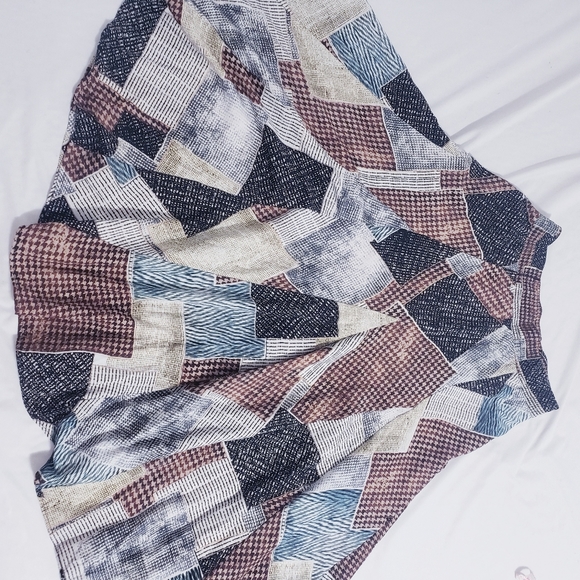 Lapis Full length Plaid Patch Flare Skirt - Picture 3 of 5